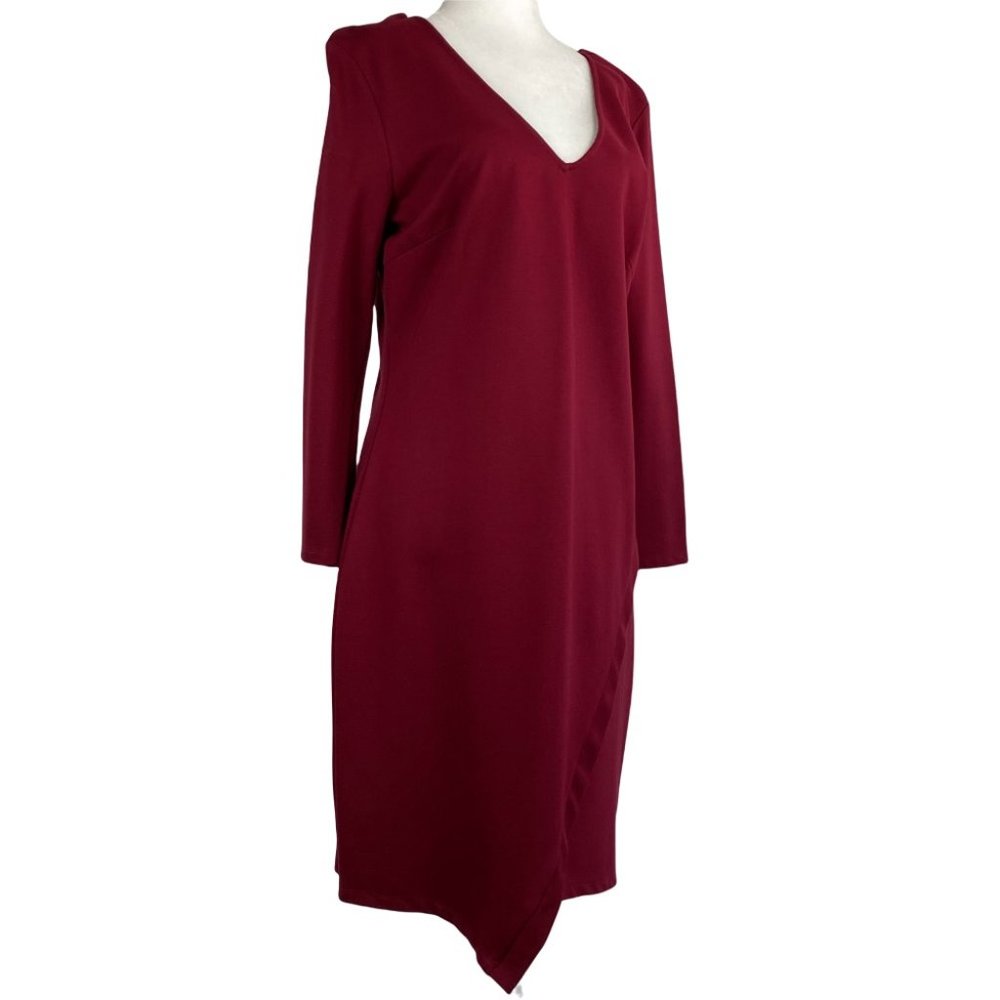 Sugar Lips Long Sleeve V-Neck Burgundy Dress